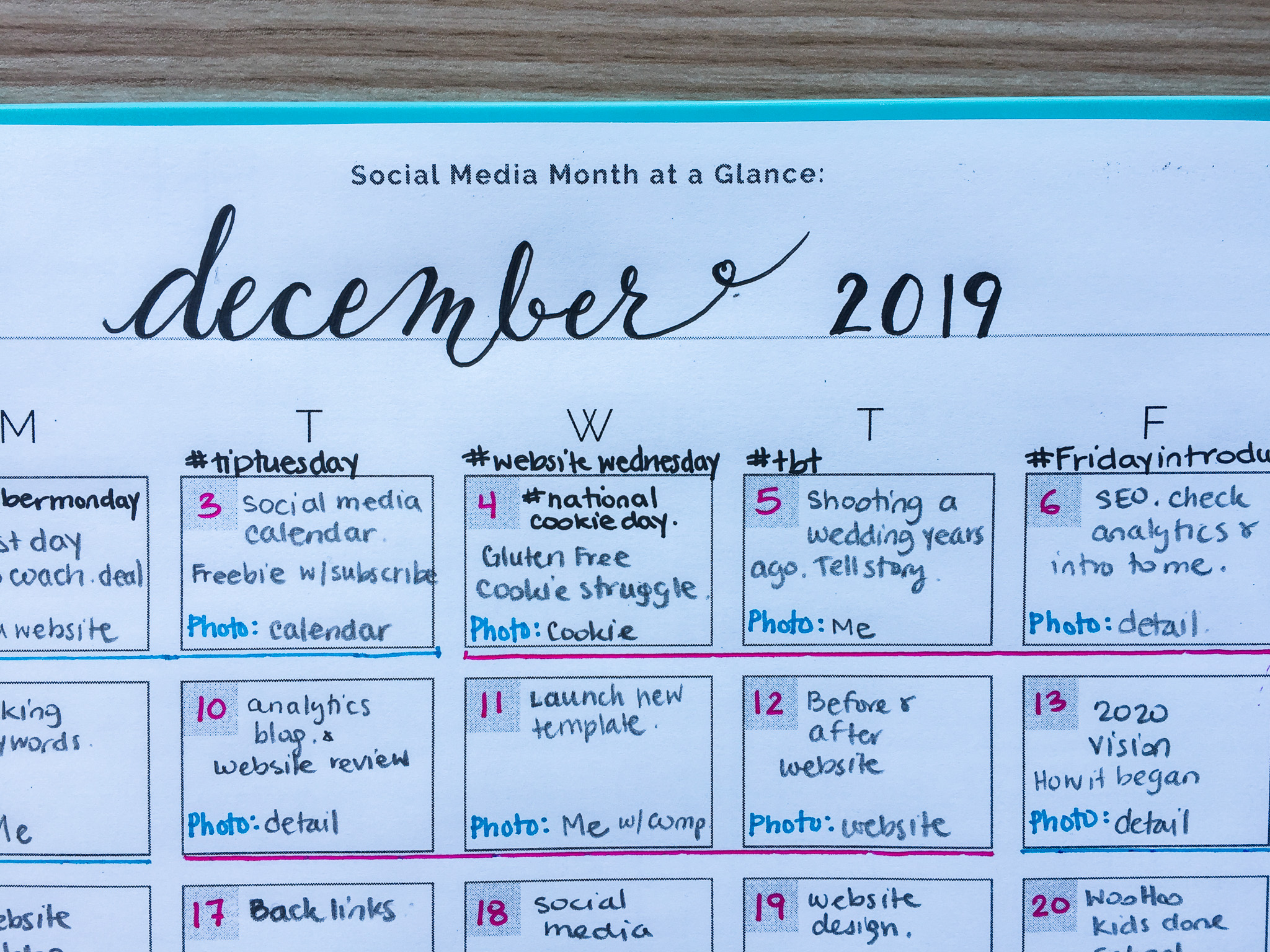 december 2019 social media plan