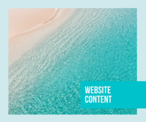 website content and a beach