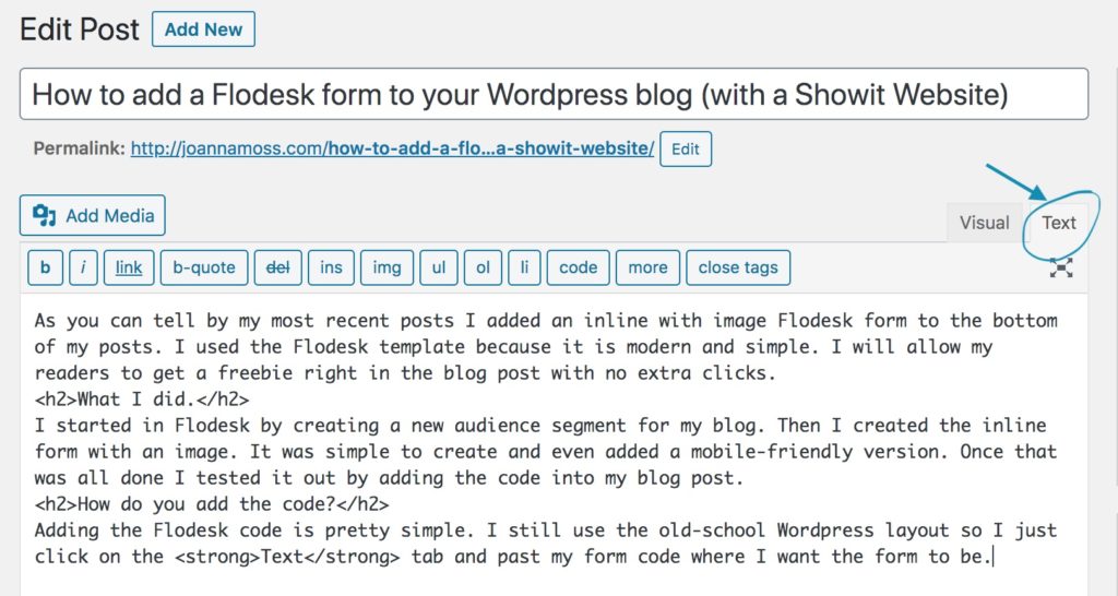 how to add flodesk code to wordpress