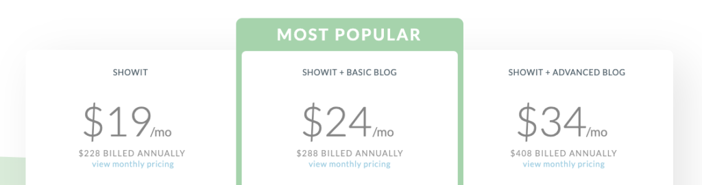 Showit pricing